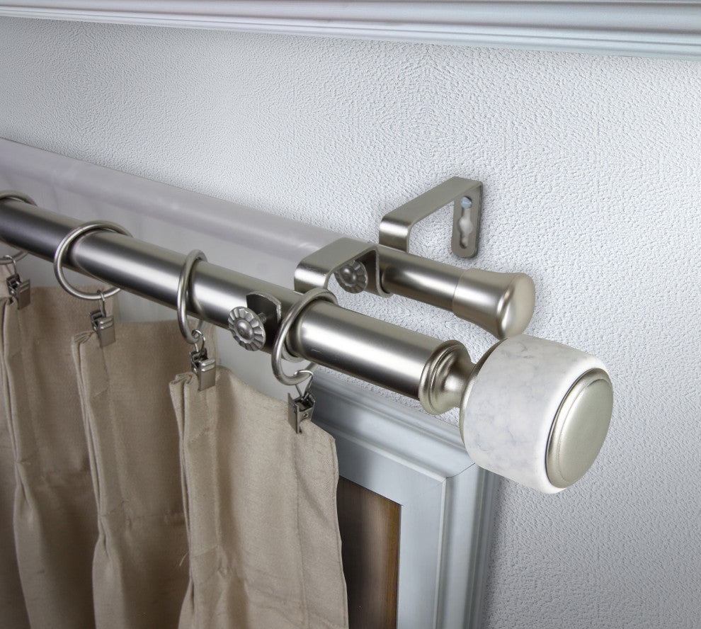 Adalynn 1" Diameter Double Curtain Rod, Satin Nickel, 160-240"