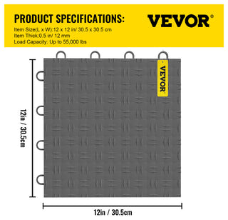 VEVOR 12"x12" Interlocking Garage Flooring Tiles, Gray, 25 Sq. Ft.