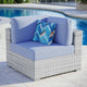 Lounge Chair, Rattan, Wicker, Gray Blue, Modern, Outdoor Patio Cafe Bistro