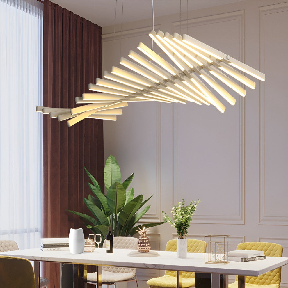 Acquaformosa | Black/White Art Minimalistic LED Pendant Chandelier, White, L18.9, Warm Light