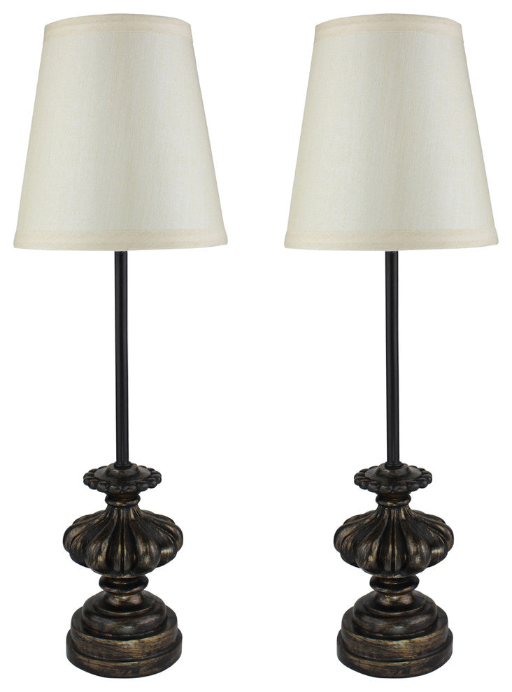 Urbanest Alma Mini Buffet Lamps, Burnt Gold With Ivory Shades, Set of 2