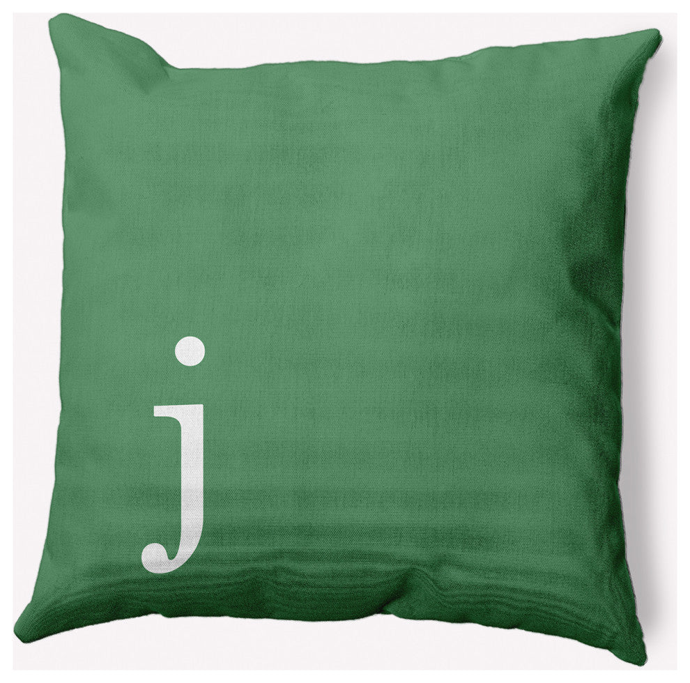 18" x 18" Modern Monogram Indoor/Outdoor Polyester Throw Pillow, Sage