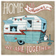 "Adventure Love Camper Taupe" Digital Paper Print by Mary Urban, 42"x42"
