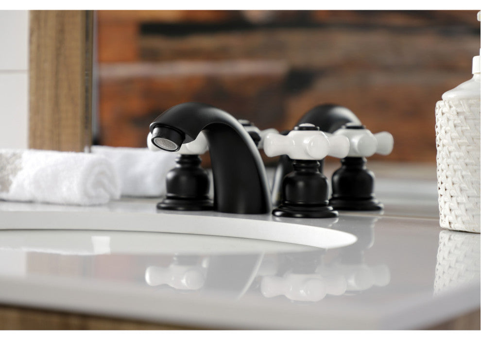 Kingston Brass Victorian Widespread Bathroom Faucet, Matte Black