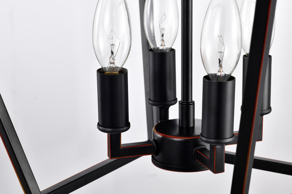 4-Light Oil Rubbed Bronze Lantern Pendant Chandelier 12 in.