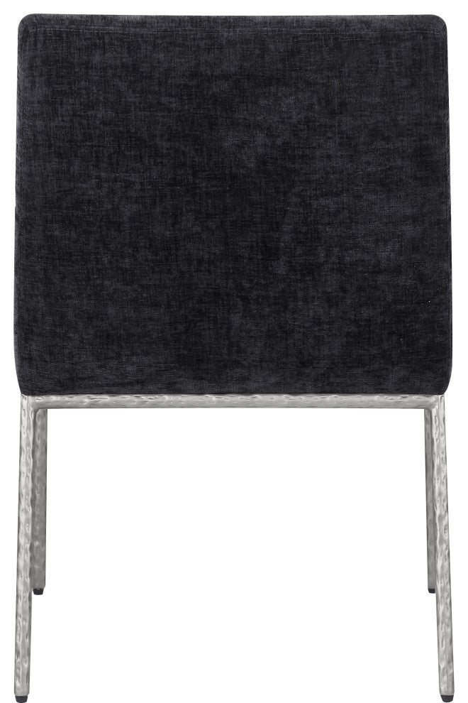 Reeves Upholstered Dining Chair, Black, Chenille , AC, Brushed Silver, Set of 2