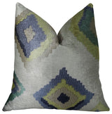 White Navy and Lime Handmade Luxury Pillow, 20"x26" Standard