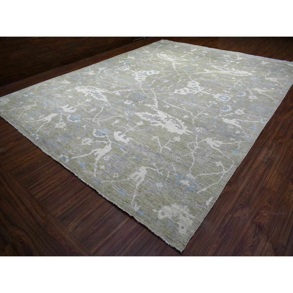 Gray Afghan Angora Oushak Supple Wool Hand Knotted Oversized Rug, 12'1"x15'5"