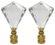 Extra Large Diamond Gem Cut Clear Crystal Lamp Finial with Polished Brass Base