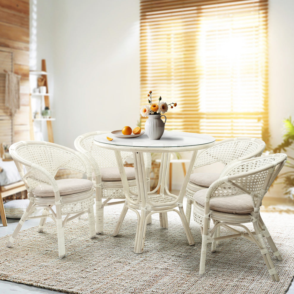 Pelangi Rattan Wicker 3-Piece Set, White