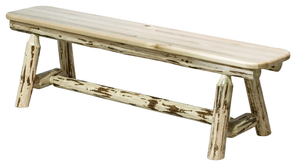Montana Collection Plank Style Bench, 6 Foot, Clear Lacquer Finish