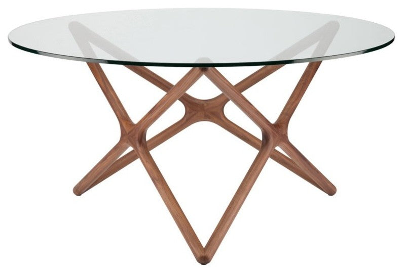 Star 44-Inch Round Dining Table With Glass Top