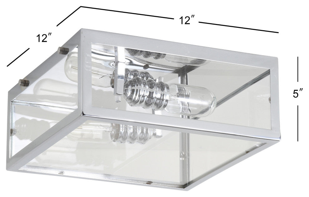 Grayson 12" Metal and Glass LED Flush Mount, Chrome / Clear