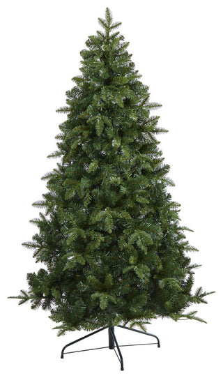 6' Grand Teton Spruce Flat Back Faux Xmas Tree W/ Lights & Bendable Branches