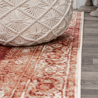 Rosalia Cottage Medallion Area Rug, Peach/Ivory, 4x6