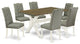X076El207-7, 7-Piece Set, 6 Chairs, Table Top and Wooden Cross Legs