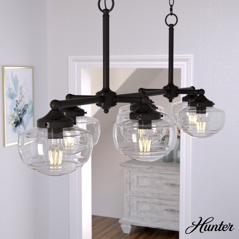 Saddle Creek Noble Bronze, Clear Glass 7-Light Linear Chandelier