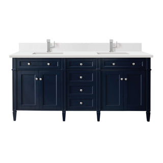 Brittany 72" Double Vanity, Victory Bleu, 1-Hole White Quartz, Backsplash