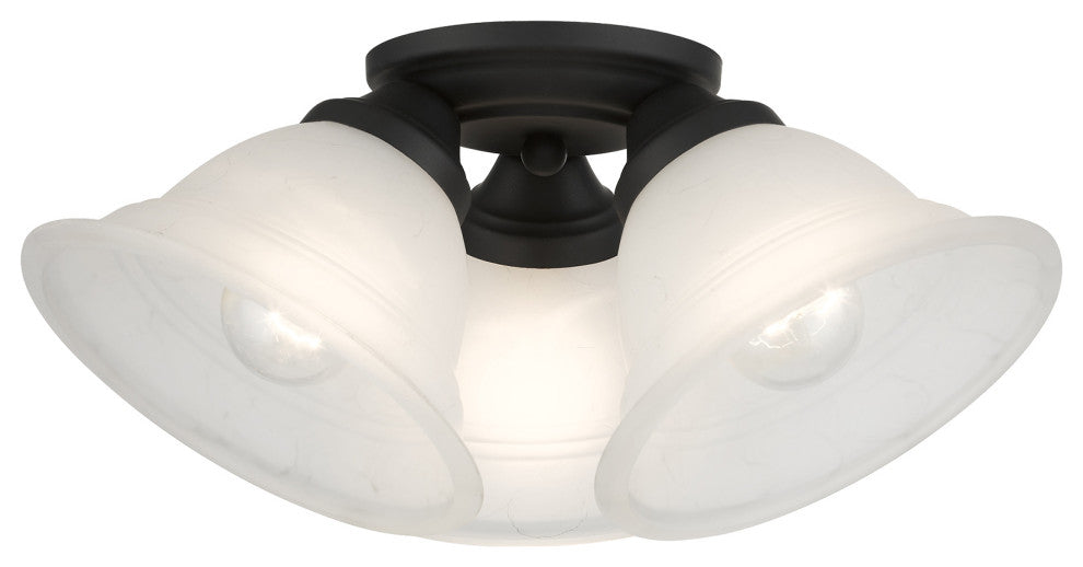 Livex Lighting Wynnewood 3-Light Black Flush Mount