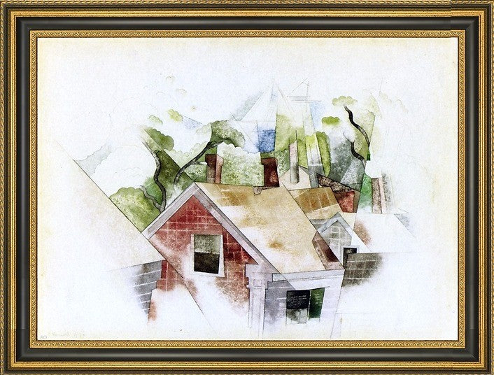 Charles Demuth Rooftops - 16" x 24" Framed Premium Canvas Print