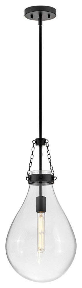 Hinkley Eloise 22.25" Small Pendant Light, Black + Clear Glass
