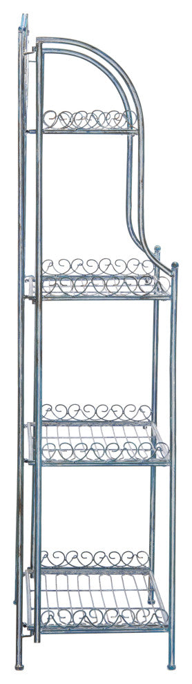 Safavieh Amaris Wrought Iron 4-Tier Outdoor Baker's Rack, Antique Blue