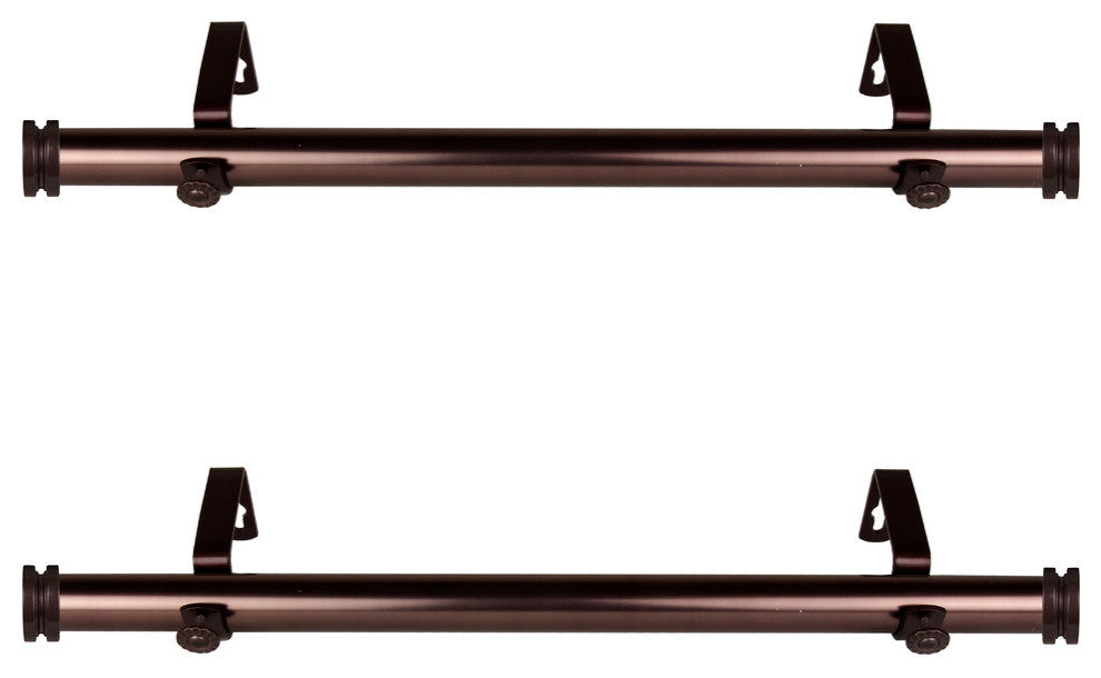 Leo 1" Diameter Side Curtain Rod 12-20" Long, Set of 2, Bronze