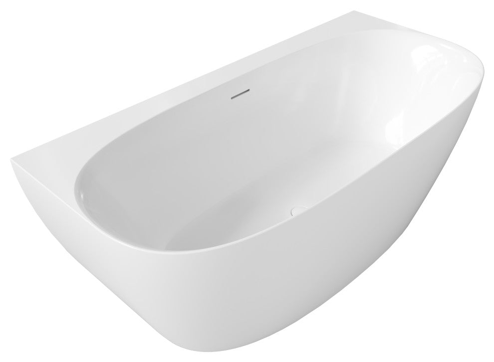 Perlato Palencia 67" Back to Wall Soaking Tub, White