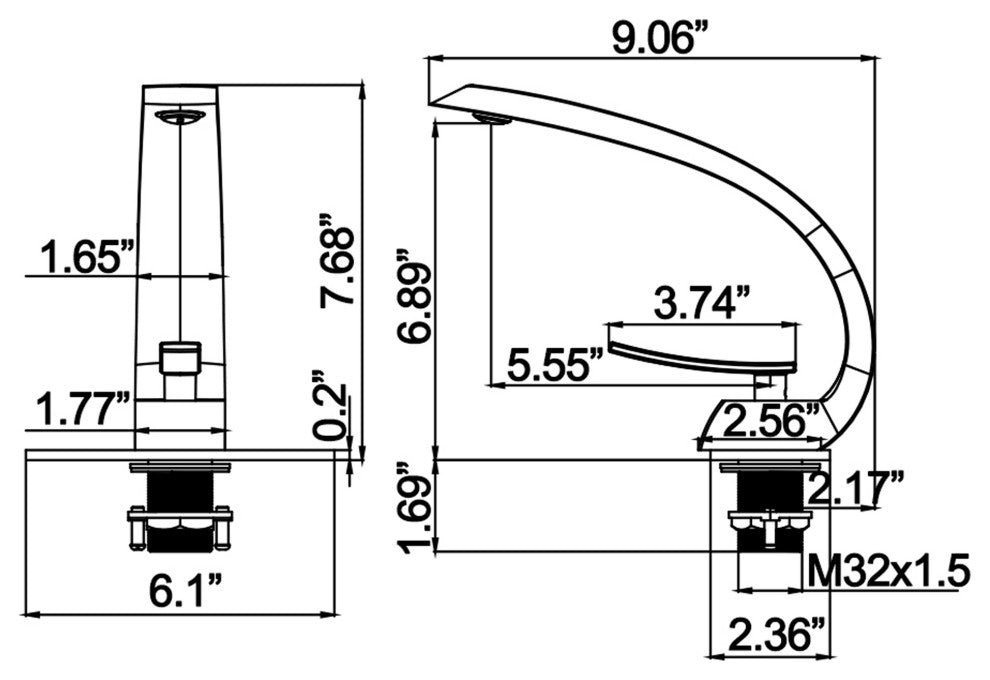 Single Hole Bathroom Sink Faucet With 6-inch Deck Plate, Brushed Nickel