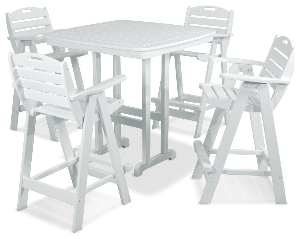 Polywood Nautical 5-Piece Bar Set, White