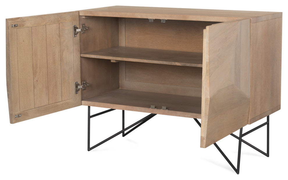 Darwin Light Brown Wooden 2 Door With 2 Shelves Accent Cabinet