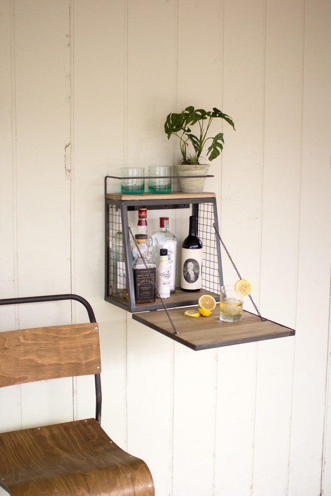 Wall Bar With Fold Down Shelf