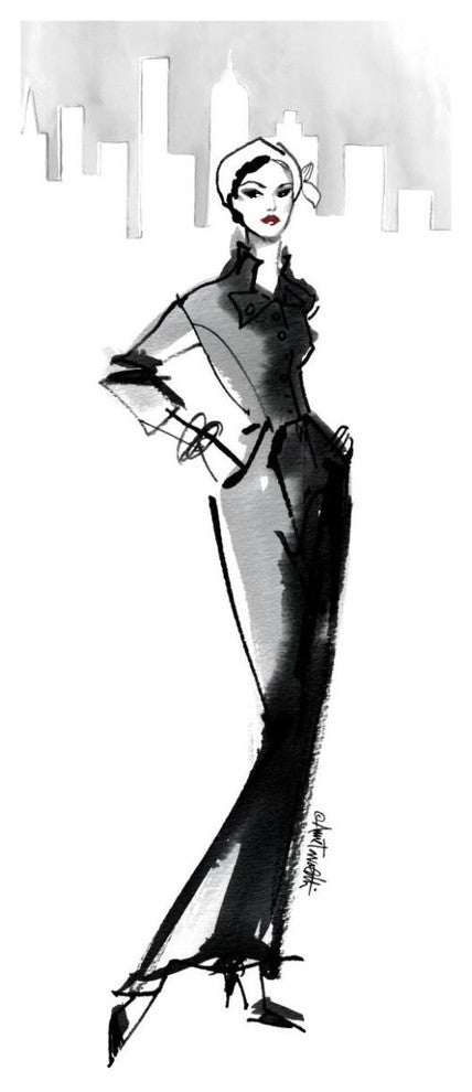 "Fifties Fashion III with Red" Digital Paper Print by Anne Tavoletti, 26"x62"