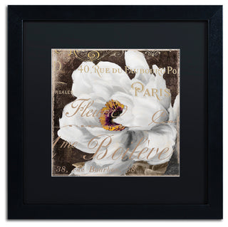 Color Bakery 'Fleurs Blanc III' Art, Black Frame, Black Matte, 16"x16"