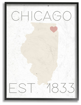 Chicago Est 1833, 11"x14", Framed Giclee Texturized Art