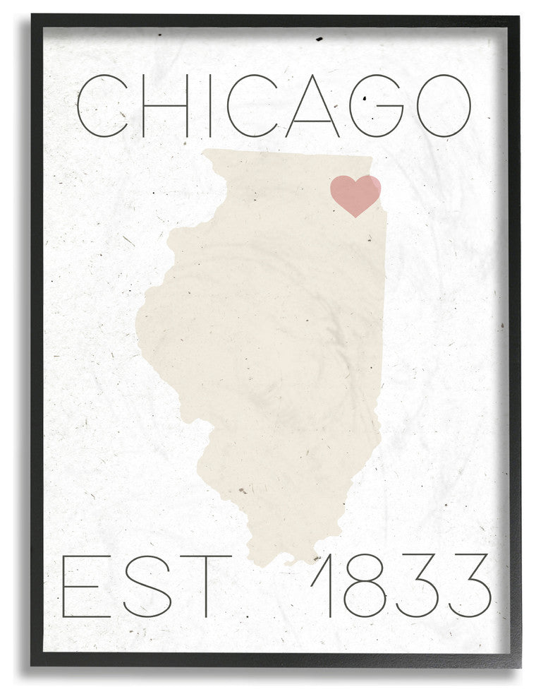Chicago Est 1833, 11"x14", Framed Giclee Texturized Art