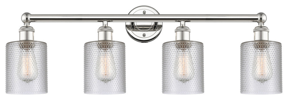 Edison Cobbleskill 4-Light 32" Vanity Light, Polished Nickel Finish, Clear Shade
