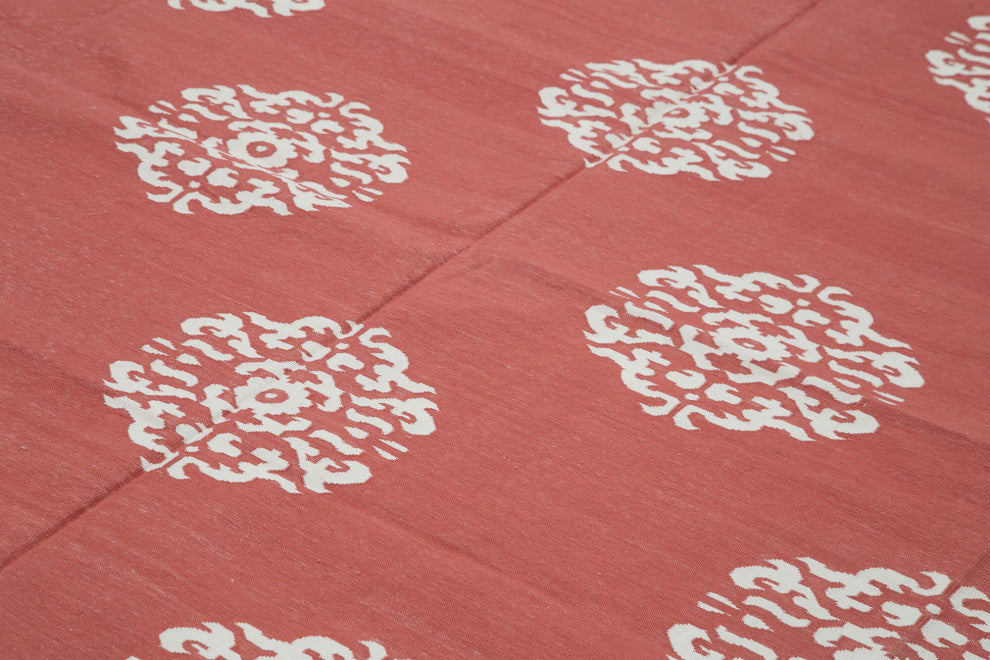 Rug N Carpet - Handmade Wool 8' 10'' x 11' 10'' Geometric Dhurrie Kilim Rug