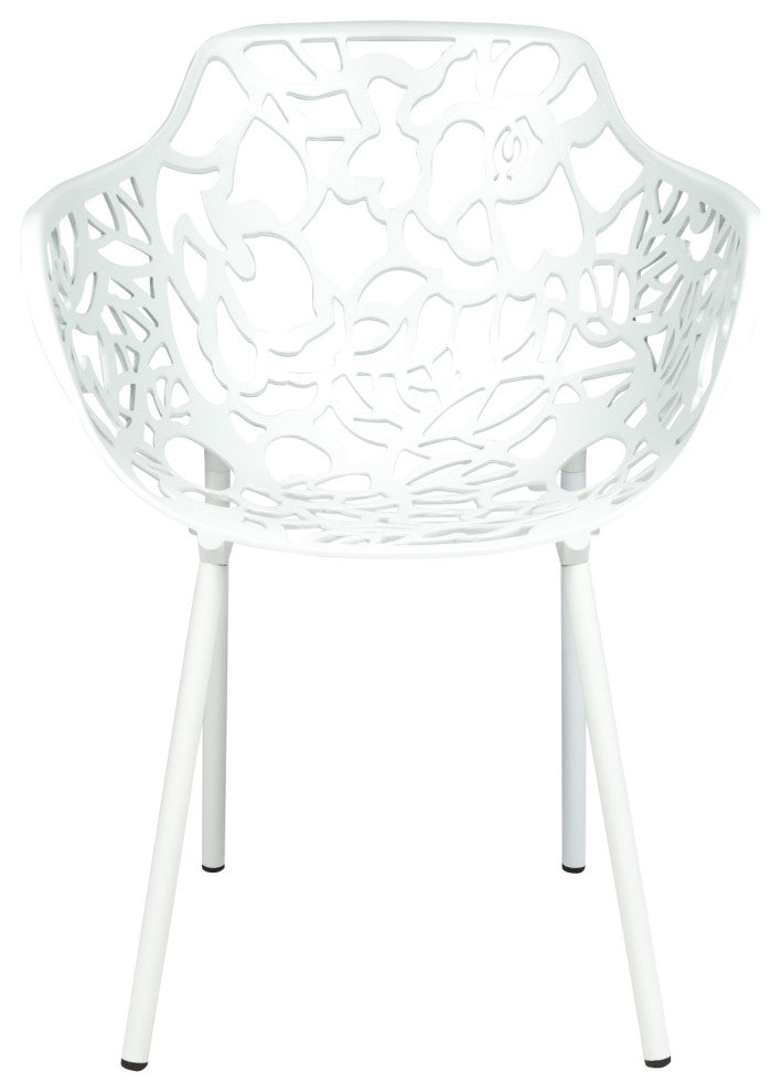 Leisuremod Devon 5-Piece Aluminum Dining Set With Table and 4 Armchairs, White