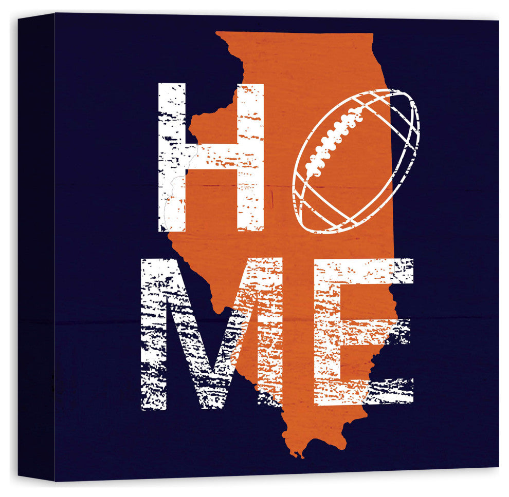 Illinois Football State Pride 16x16 Canvas Wall Art