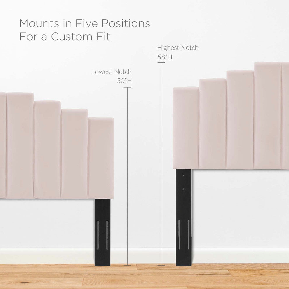 Platform Bed Frame, Full Size, Velvet, Pink, Modern Contemporary, Bedroom Master