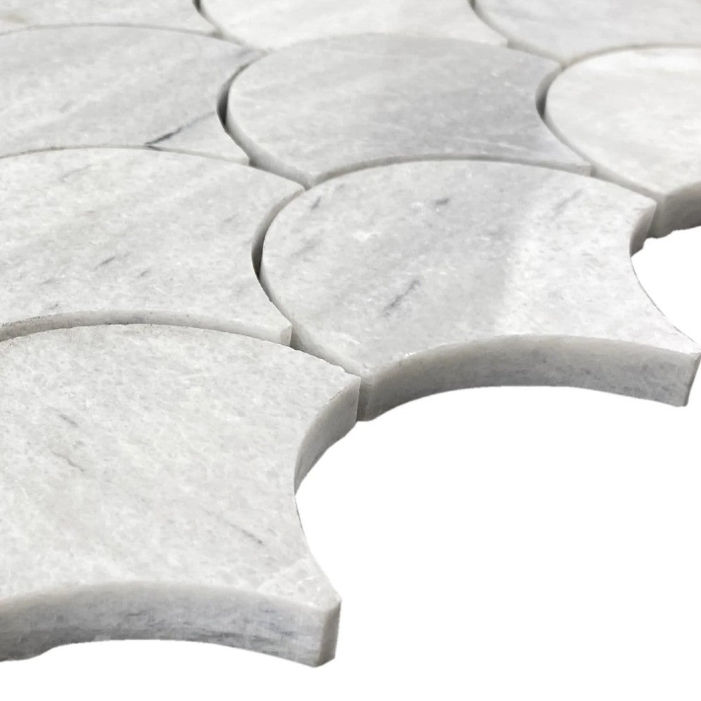 Solto White Marble Laguna on 12" x 12" Mesh Mosaic Tile (10 sqft per box)