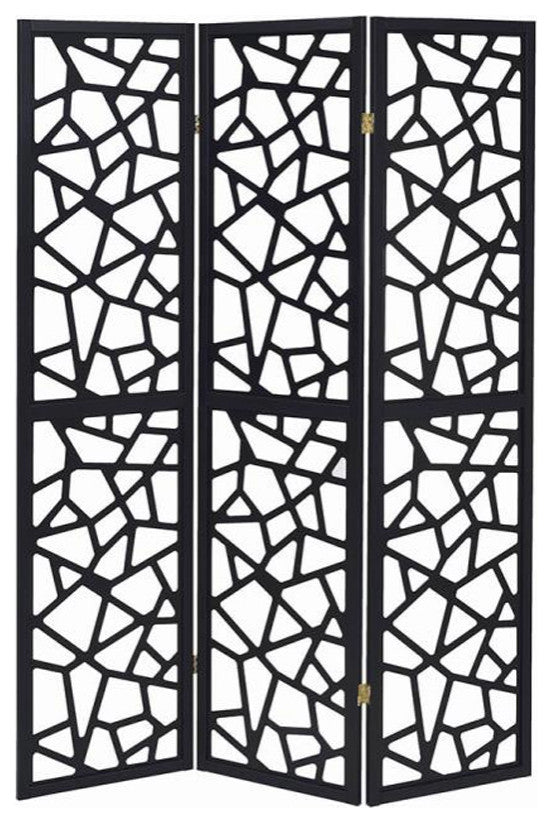3 Panel Intricate Mosaic Screen, Black