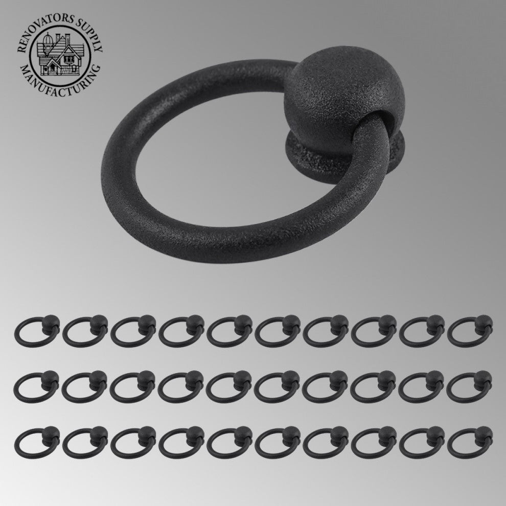 Cabinet Ring Pulls Mission Black Wrought Iron 2" Antique Drop Style Pack of 30
