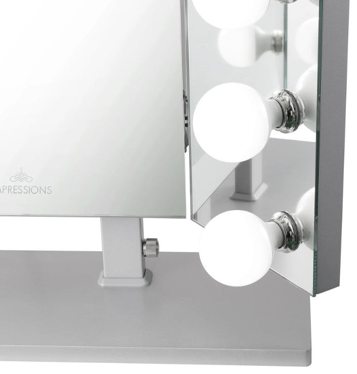 Trifecta Pro Vanity Mirror, Silver, Led Globe Bulbs
