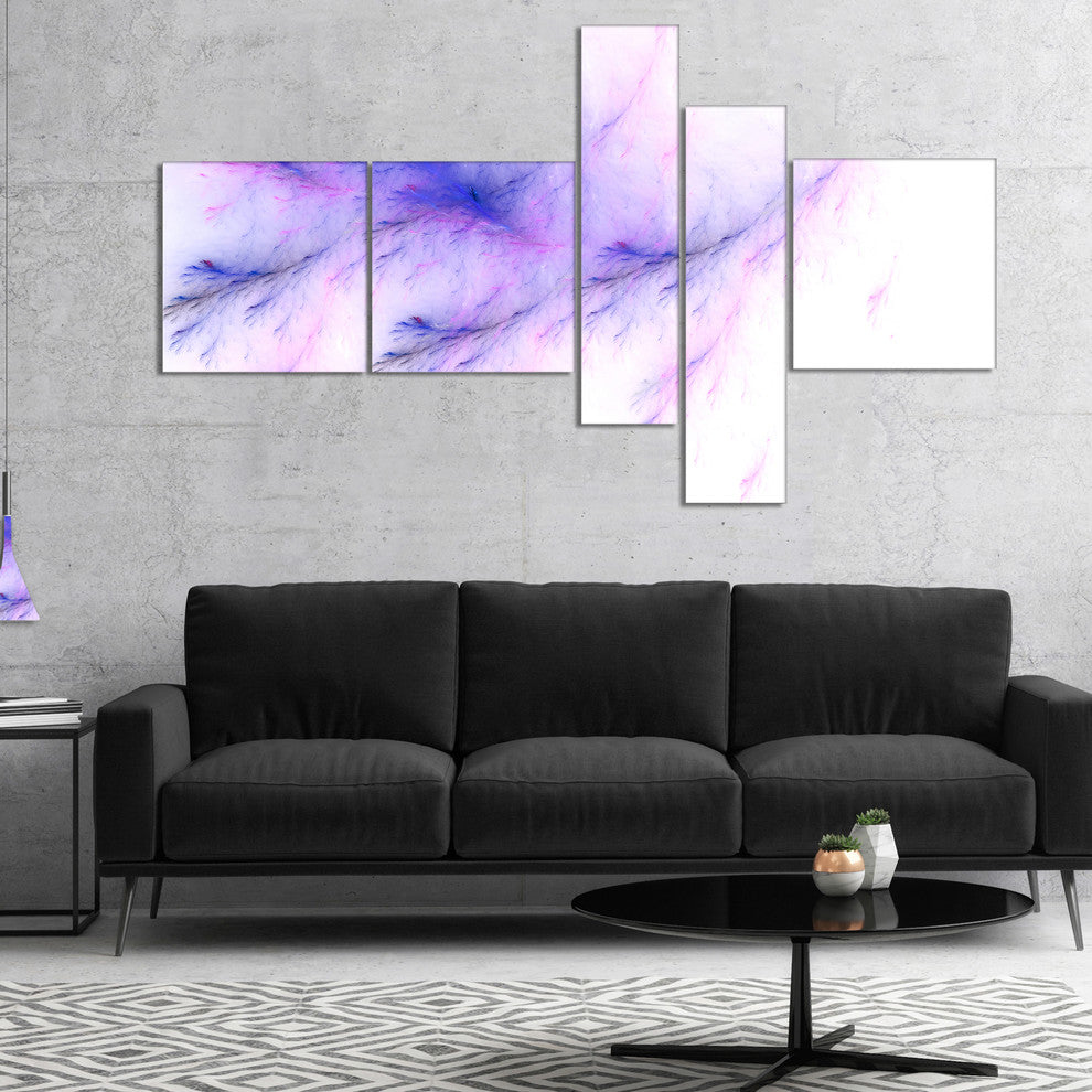 Bright Blue Veins of Marble, Abstract Wall Art Canvas, 60"x32", 5 panels
