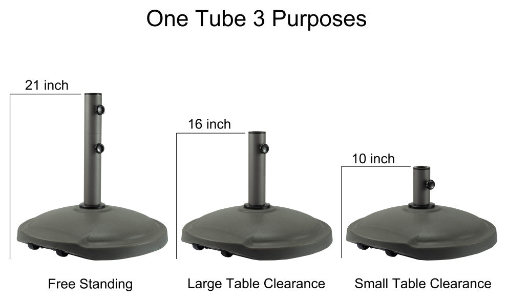 22" Poly Resin Umbrella Stand With Wheels, 50 lb, Starring Gray
