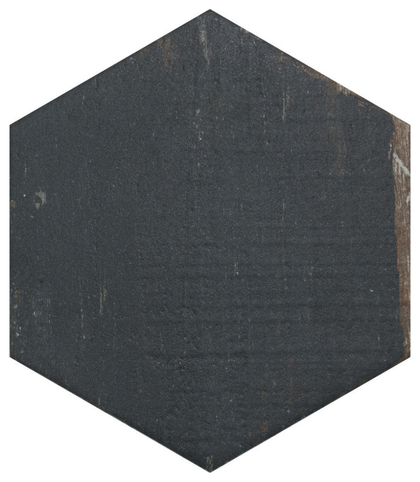 Retro Mini Hex Nero Porcelain Floor and Wall Tile