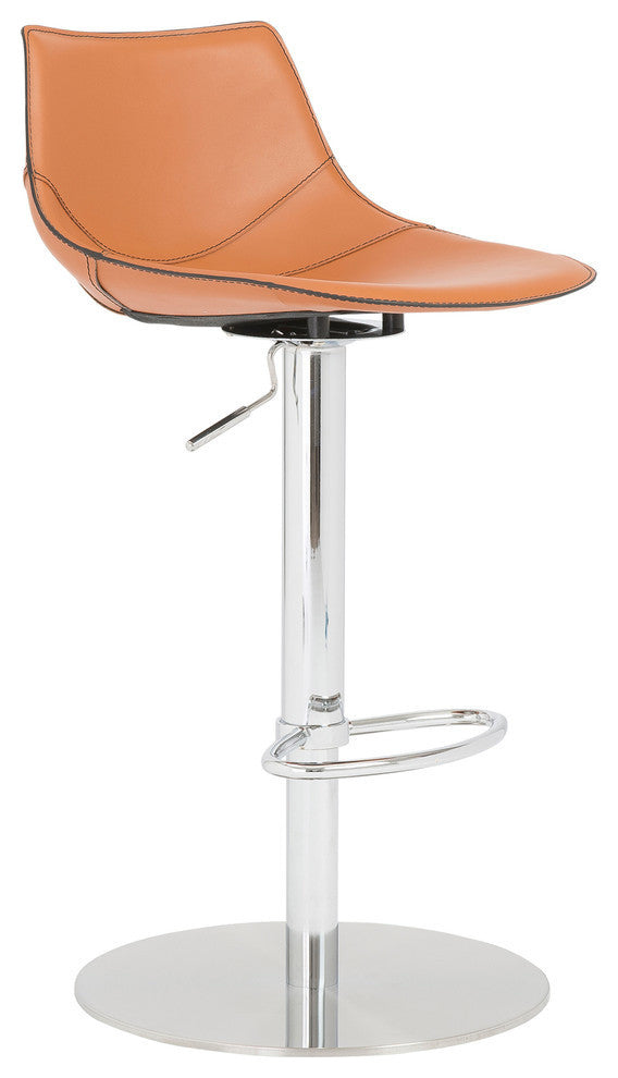 Rudy Bar and Counter Stool, Dark Caramel/Stainless Steel