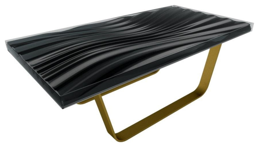 Modern Wave Coffee Table, Dark Grey_Metal Profile_Chrome